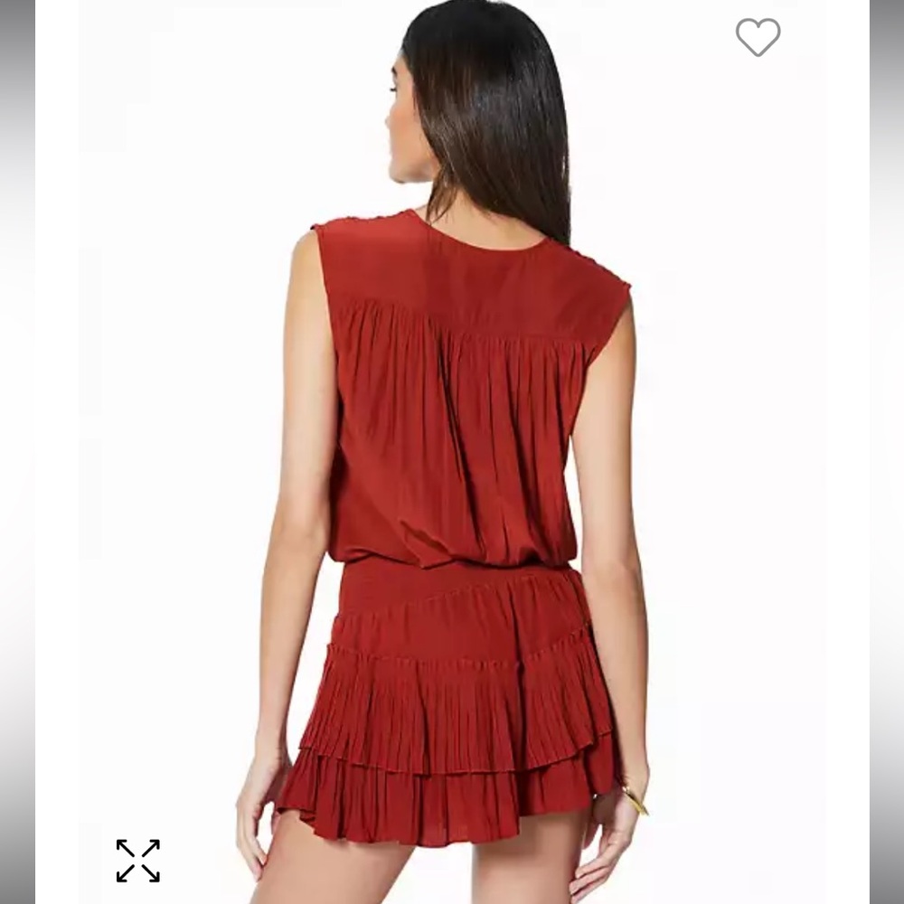 Ramy Brook dress XXS rust peplum Bernice smocked clay rust mini tennis blouson - Picture 7 of 11